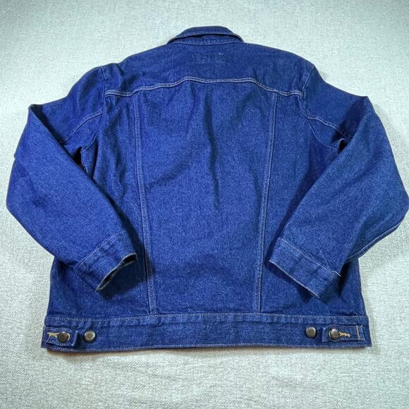 Wrangler Men’s Large Blue Cowboy Cut Denim Trucker Work Jean Jacket Western - Picture 2 of 9
